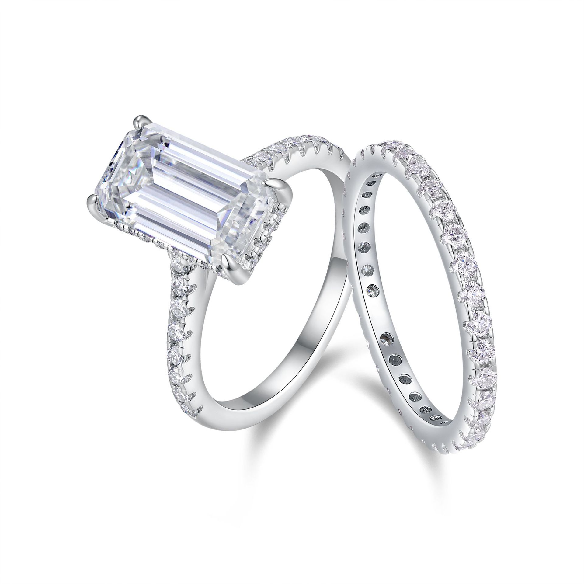 S925 Sterling Silver Stackable Ring Fully Set With Moissanite
