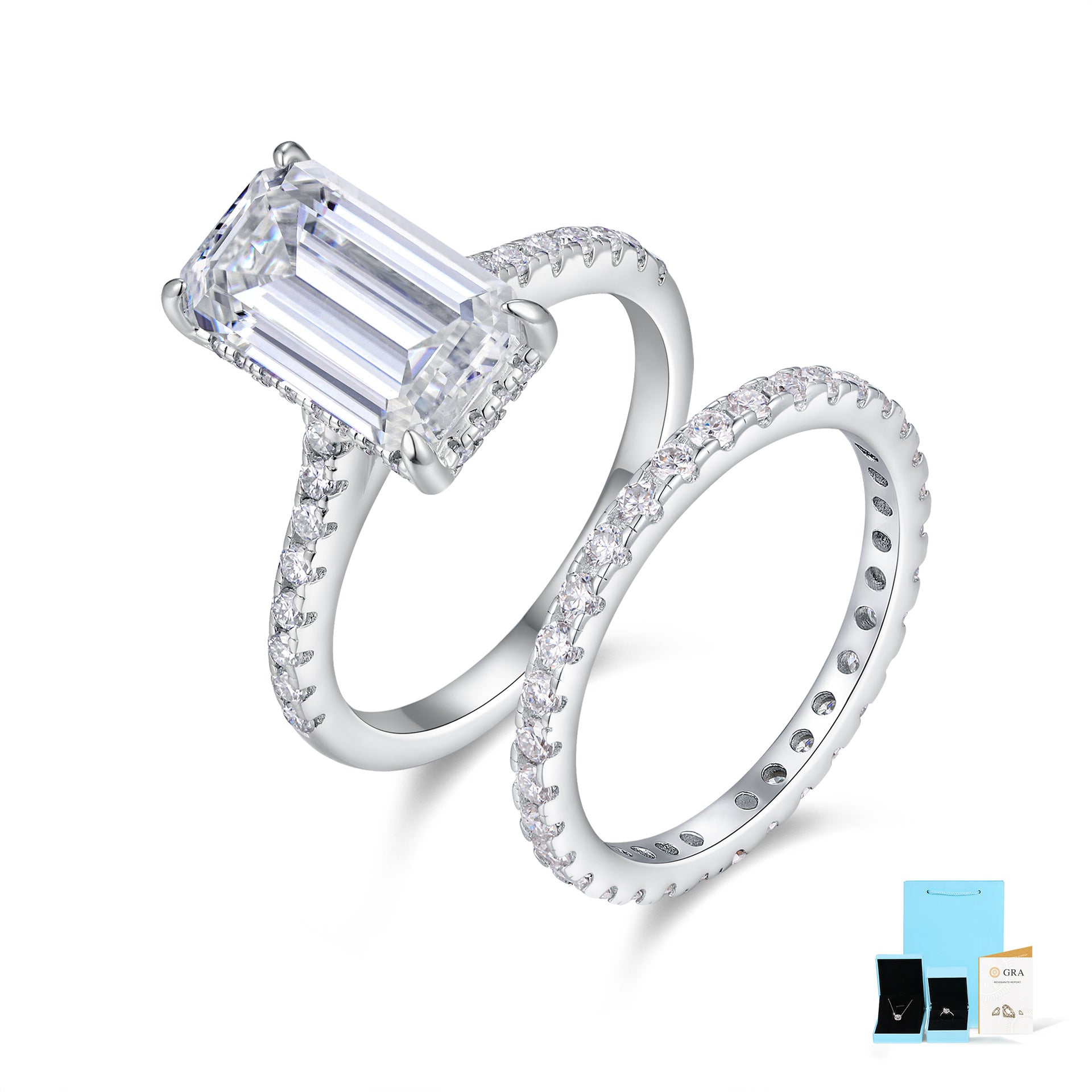 S925 Sterling Silver Stackable Ring Fully Set With Moissanite