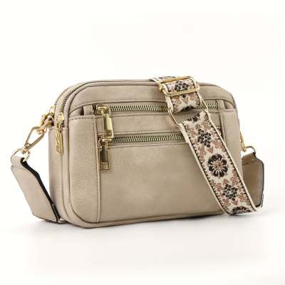 Ladies' Small Square Bag Two-tone Leather Crossbody Bag Large-capacity PU Crossbody Wallet Multi-functional For Women's Bag