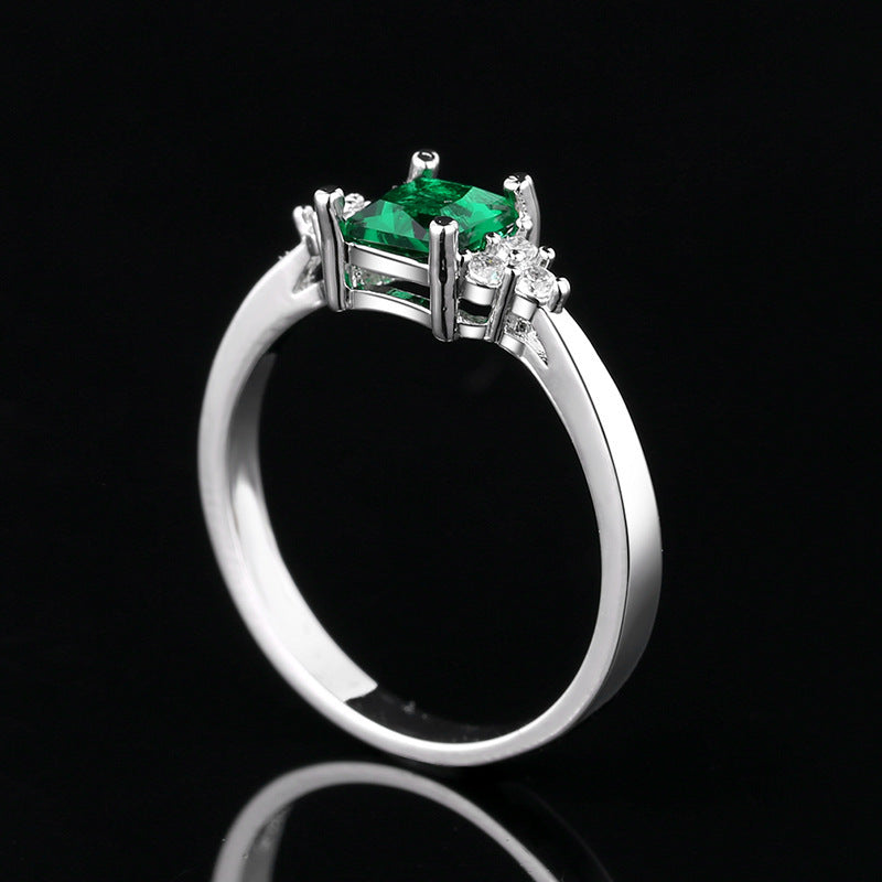 Rare Zircon Womens Elegant Diamond Ringcolorfast Square Emerald Ring
