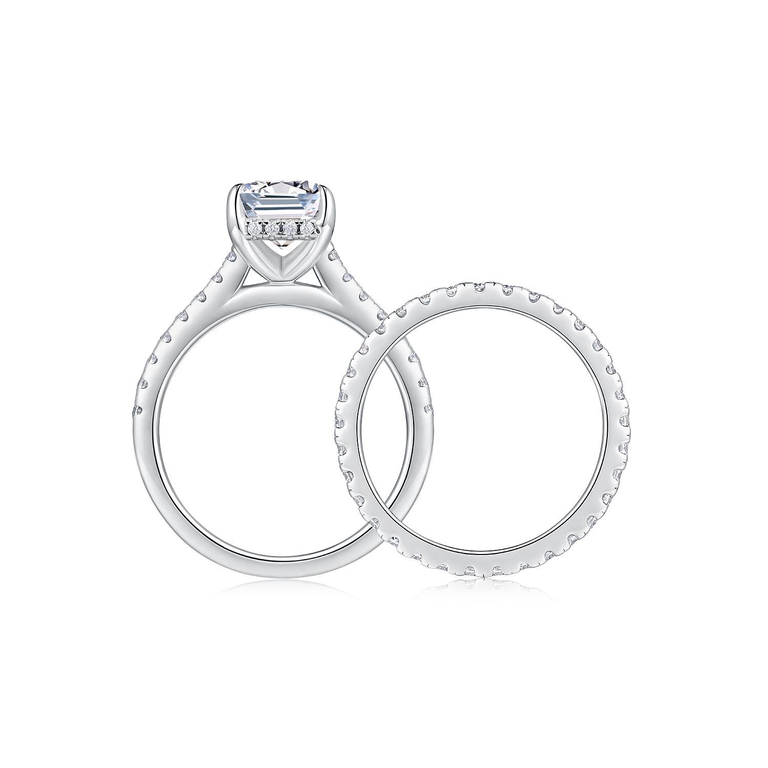 S925 Sterling Silver Stackable Ring Fully Set With Moissanite