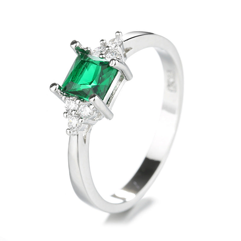Rare Zircon Womens Elegant Diamond Ringcolorfast Square Emerald Ring